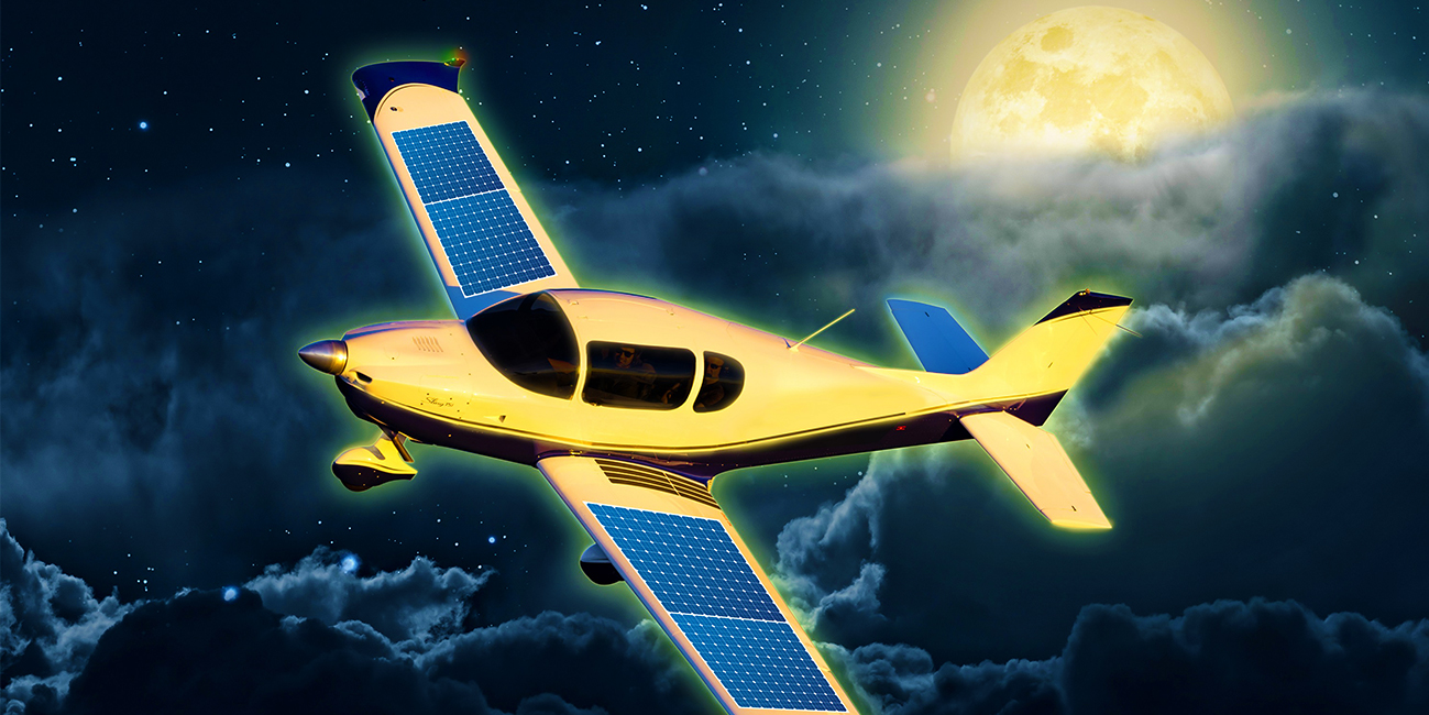 sling aircraft releases lunar paint which recharges their aircraft at night