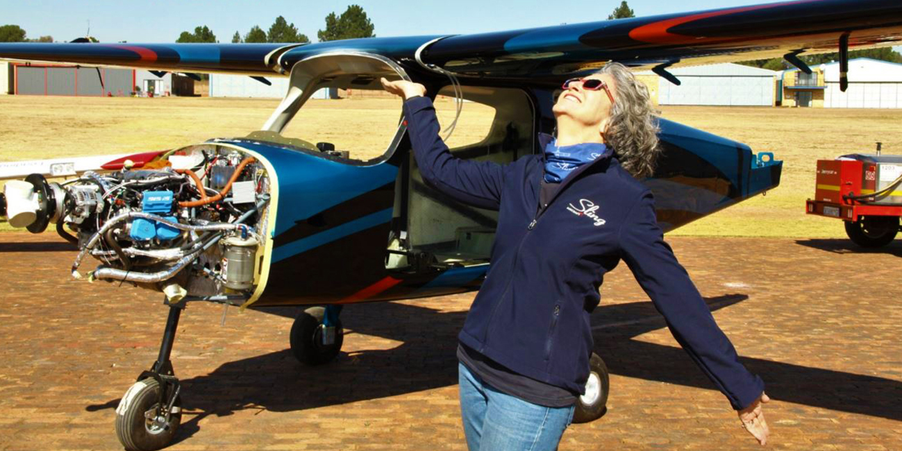 captain linda sollars and her sling high wing aircraft african pilot